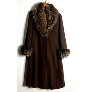 Marvin Richards Brown Coat with Fur Trim